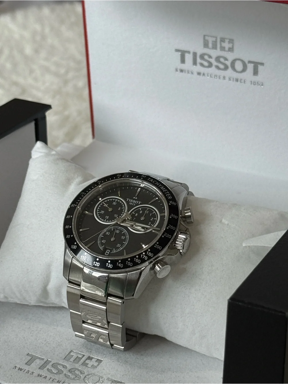 Tissot Black Dial Stainless Steel Chronograph Watch V8 Chrono Quart